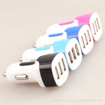 Mobile phone mini portable 12v fast 3 port usb car charger